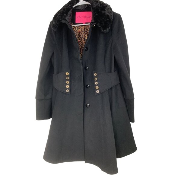 Rare Vintage Y2K Betsey Johnson 14 Black Wool Coat Flared Corset Size 14 RR10272 - Picture 11 of 16